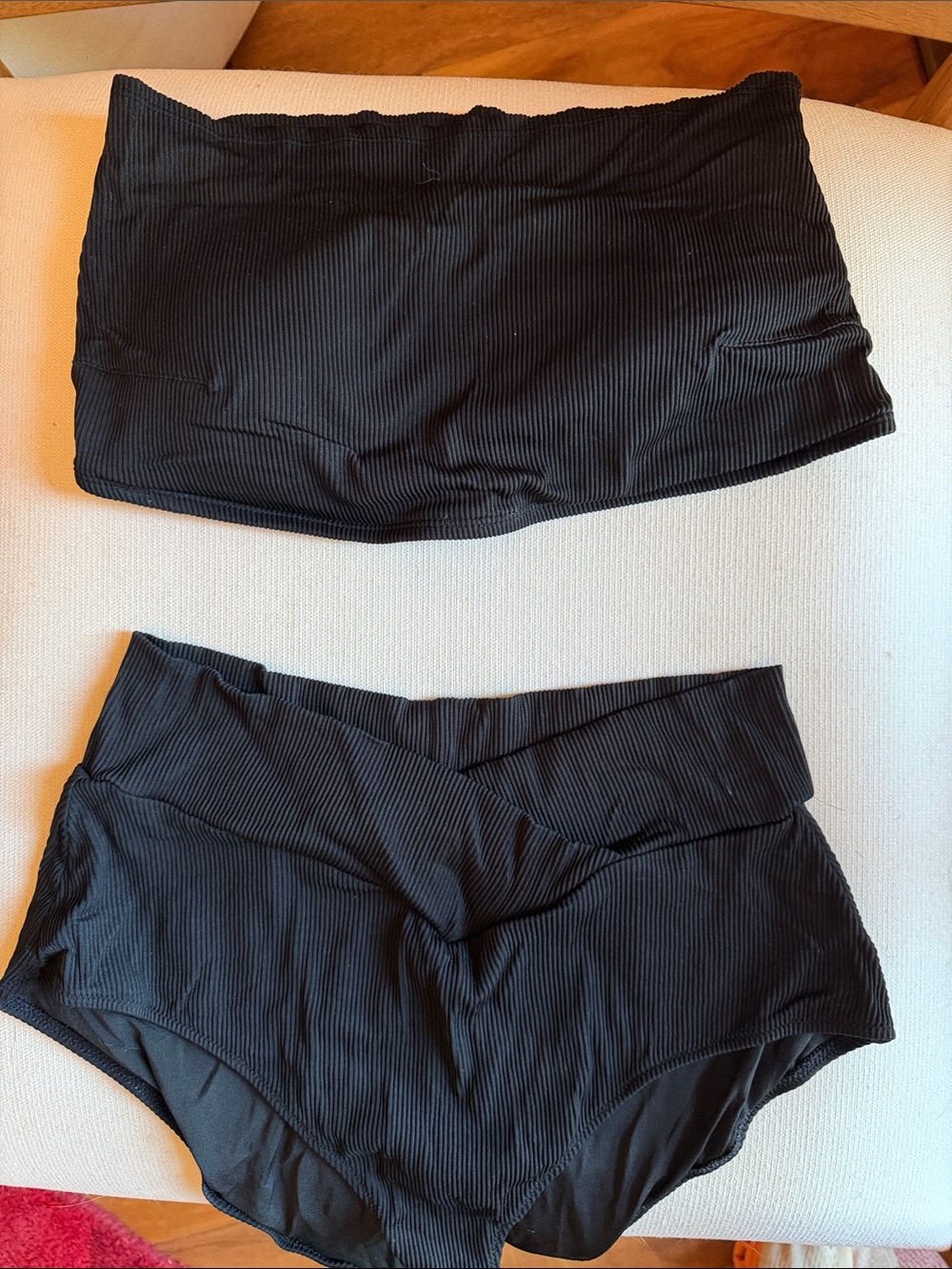 aerie Black Ribbed High-Waist Shorts Set